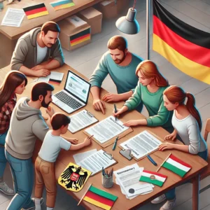 Кои сме ние, За нас, german flag, немско знаме, many people working at a table